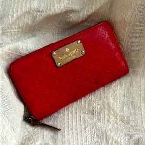 Kate Spade Cherry Red Embossed Wallet